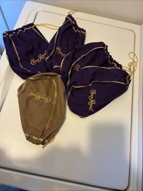 5 Crown Royal Drawstring Garment Bags - Purple & Brown